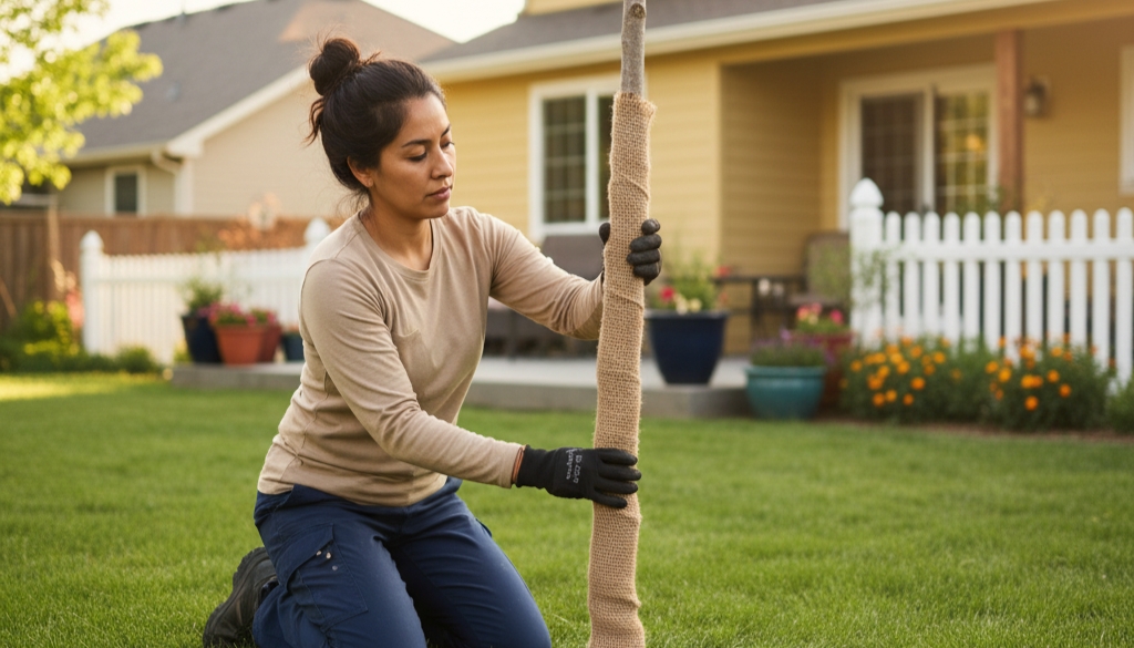 wrapping my trees for winter